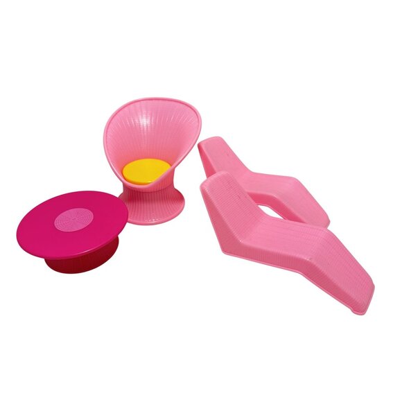 Barbie Pool Party Pink Wicker Chaise Lounges Chair Table Arco Furniture 1987 - Picture 2 of 6